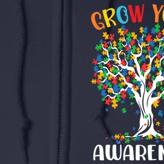 Grow Your Awareness Autism Tree Puzzle Gift Full Zip Hoodie