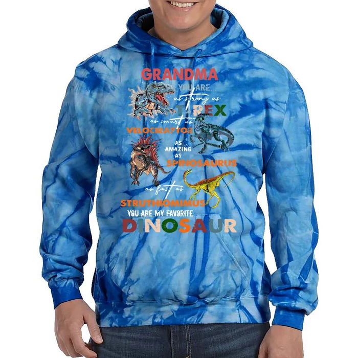 Grandma You Are As Strong As T Rex Dinosaur Mother's Day Cool Gift Tie Dye Hoodie