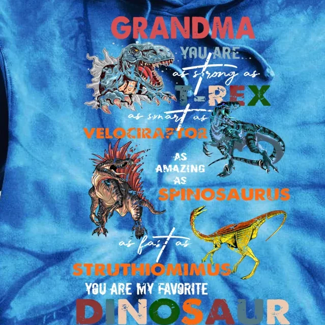 Grandma You Are As Strong As T Rex Dinosaur Mother's Day Cool Gift Tie Dye Hoodie