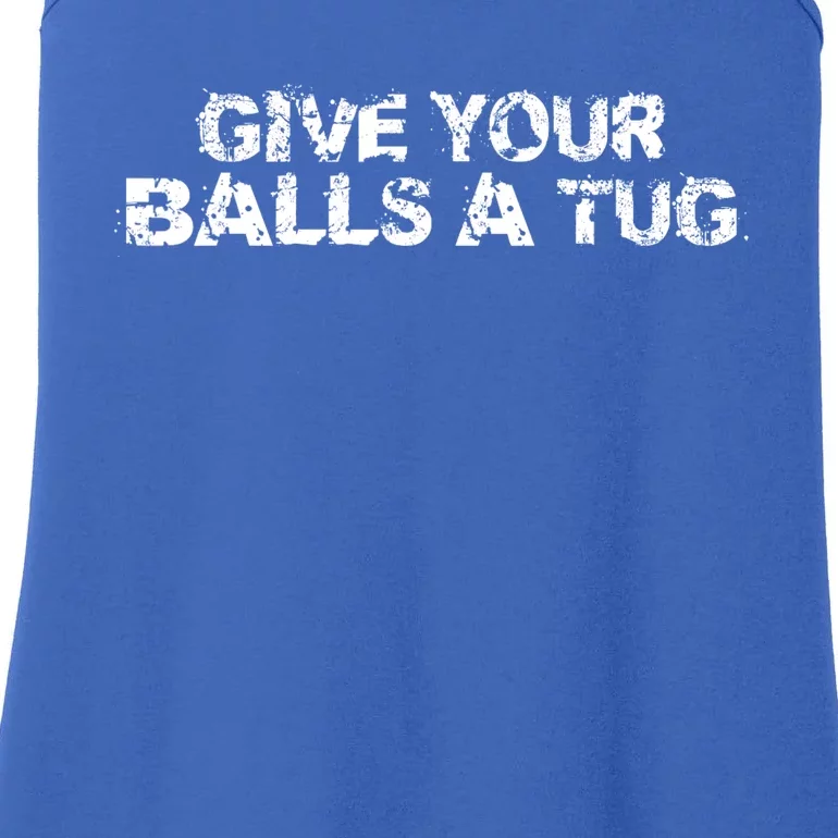 Give Your Balls A Tug Funny Hockey Trash Talk Gag Gift Ladies Essential Tank