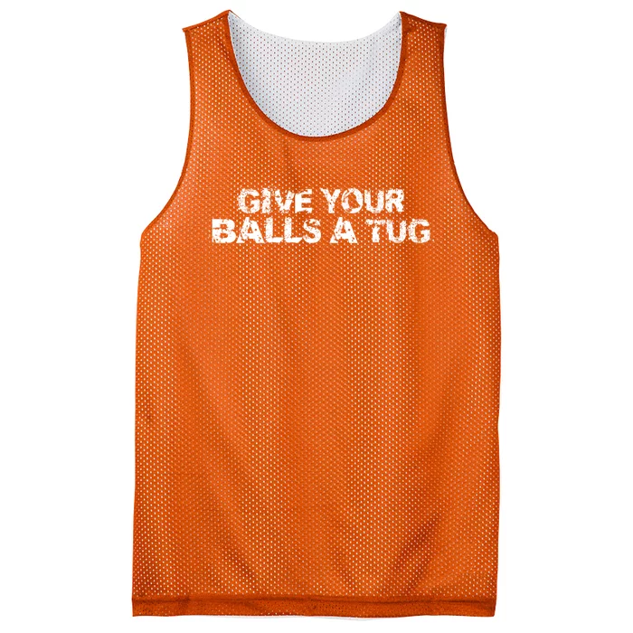 Give Your Balls A Tug Funny Hockey Trash Talk Gag Gift Mesh Reversible Basketball Jersey Tank