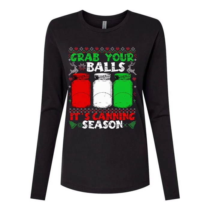 Grab Your Balls Canning Christmas Mason Jar Xmas Gifts Womens Cotton Relaxed Long Sleeve T-Shirt