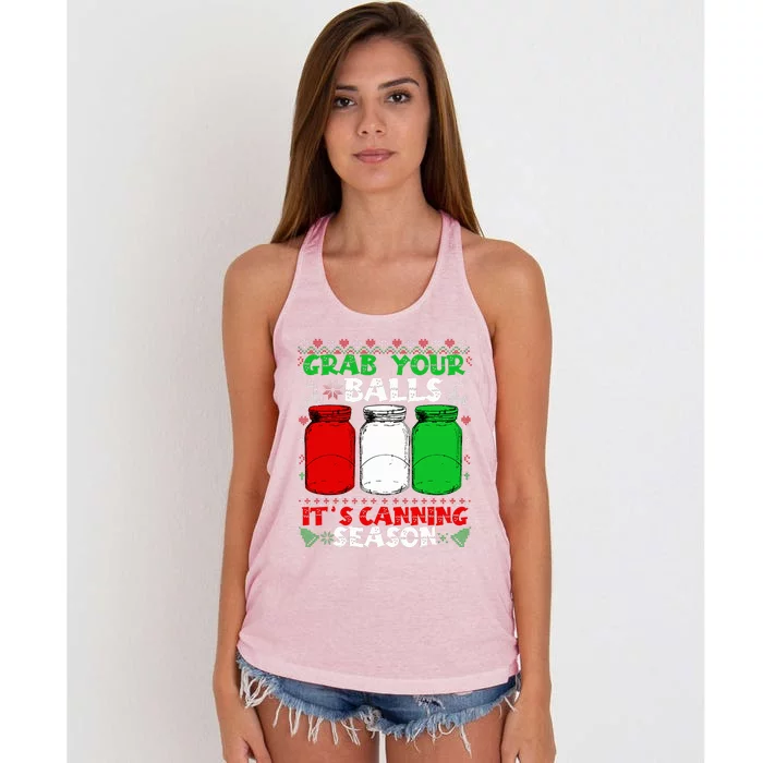 Grab Your Balls Canning Christmas Mason Jar Xmas Gifts Women's Knotted Racerback Tank