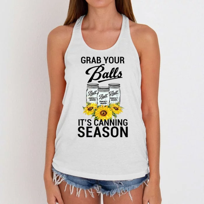 Grab Your Balls It’s Canning Season Women's Knotted Racerback Tank