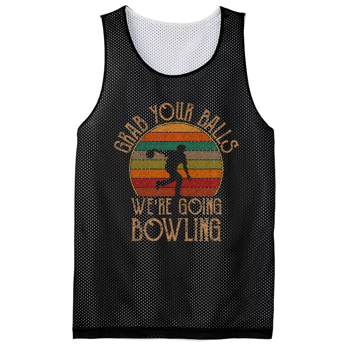 Grab Your Balls Were Going Bowling Funny Bowling Mesh Reversible Basketball Jersey Tank