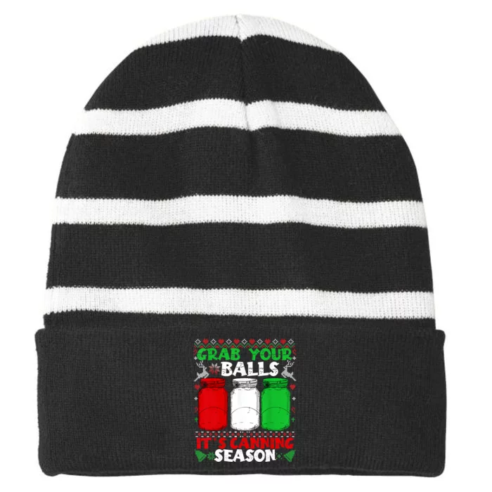 Grab Your Balls Canning Christmas Mason Jar Xmas Gifts Striped Beanie with Solid Band