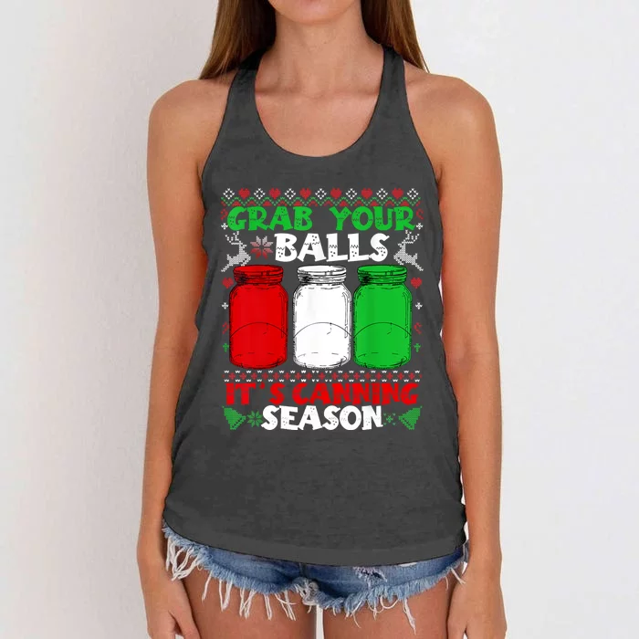 Grab Your Balls Canning Christmas Mason Jar Xmas Gifts Women's Knotted Racerback Tank