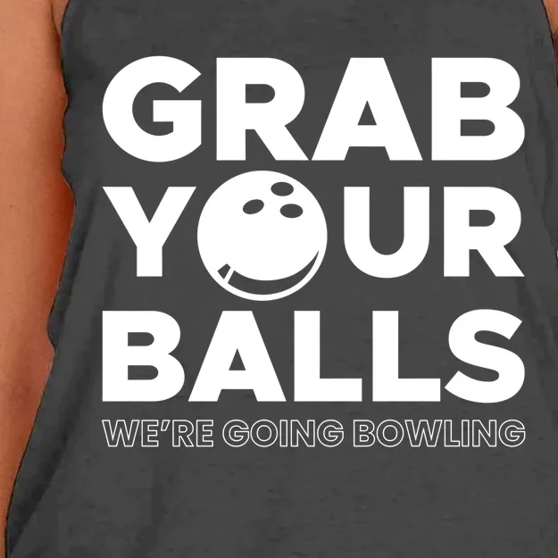 Grab Your Balls Were Going Bowling Gift Women's Knotted Racerback Tank