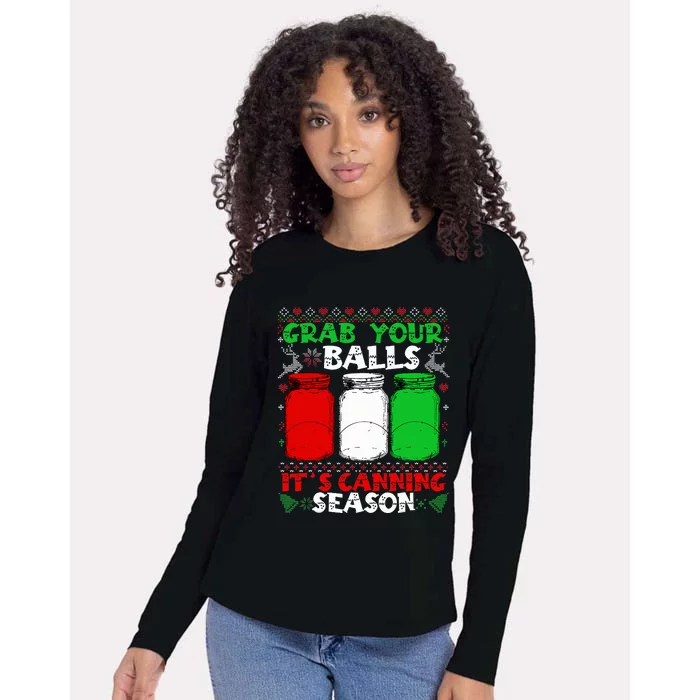 Grab Your Balls Canning Christmas Mason Jar Gifts Womens Cotton Relaxed Long Sleeve T-Shirt