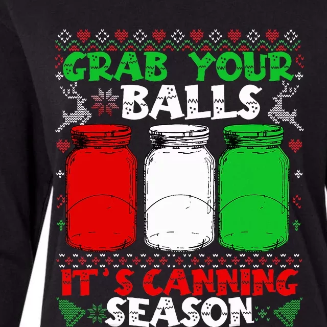 Grab Your Balls Canning Christmas Mason Jar Gifts Womens Cotton Relaxed Long Sleeve T-Shirt