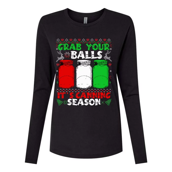 Grab Your Balls Canning Christmas Mason Jar Gifts Womens Cotton Relaxed Long Sleeve T-Shirt