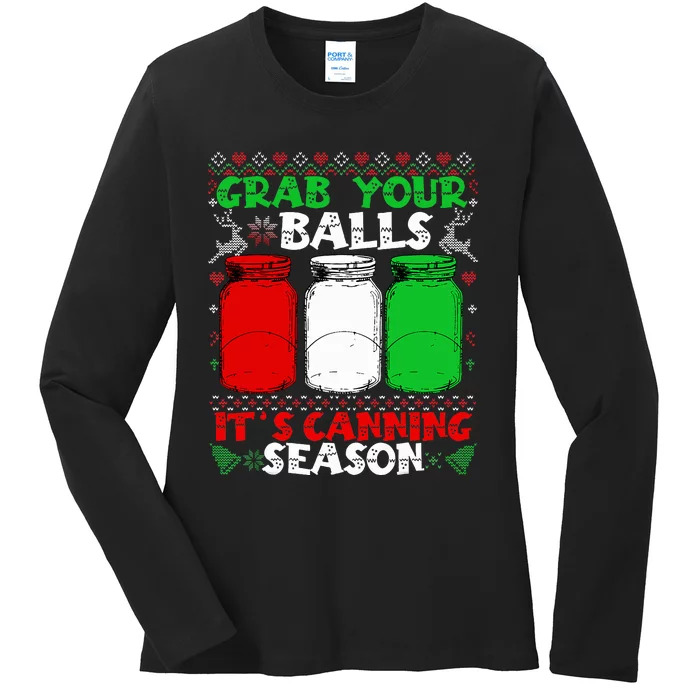 Grab Your Balls Canning Christmas Mason Jar Gifts Ladies Long Sleeve Shirt