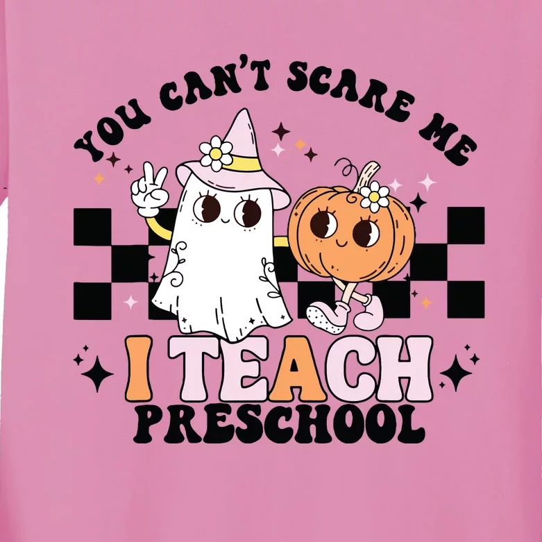 Groovy You Cant Scare Me I Teach Preschool Teacher Halloween Kids Long Sleeve Shirt