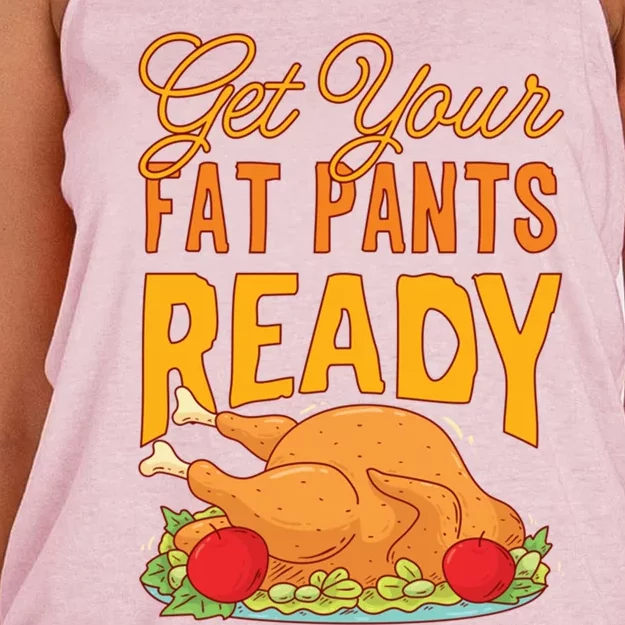 Get Your Fat Pants Ready Thanksgiving Gift Women's Knotted Racerback Tank