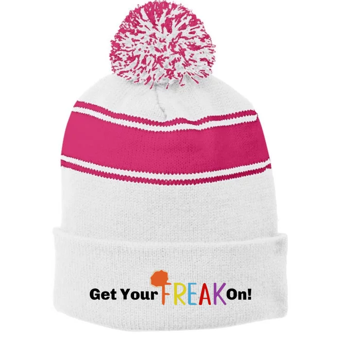 Get Your Freak On Stripe Pom Pom Beanie