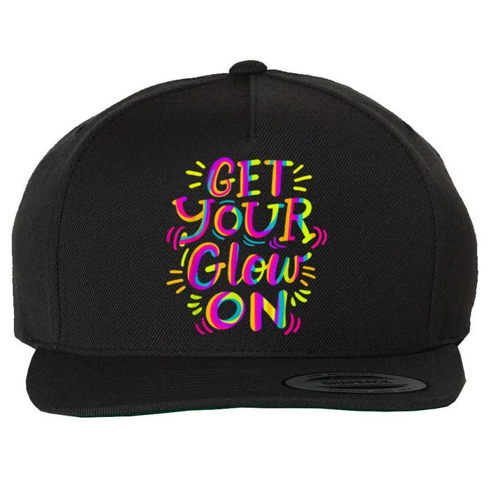 GET YOUR GLOW ON And Adults Bright Colors 80s Themed Wool Snapback Cap