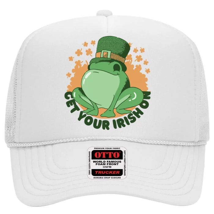 Get Your Irish On St Patricks Day Frog High Crown Mesh Trucker Hat