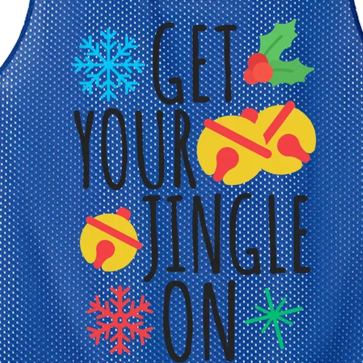 Get Your Jingle On Funny Christmas Jingle Bells Gift Mesh Reversible Basketball Jersey Tank