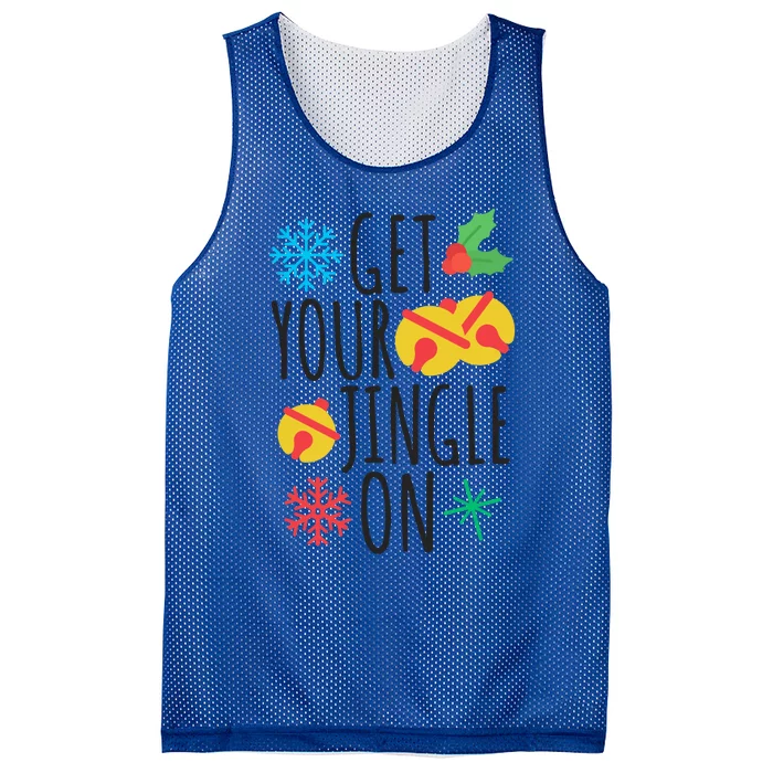 Get Your Jingle On Funny Christmas Jingle Bells Gift Mesh Reversible Basketball Jersey Tank