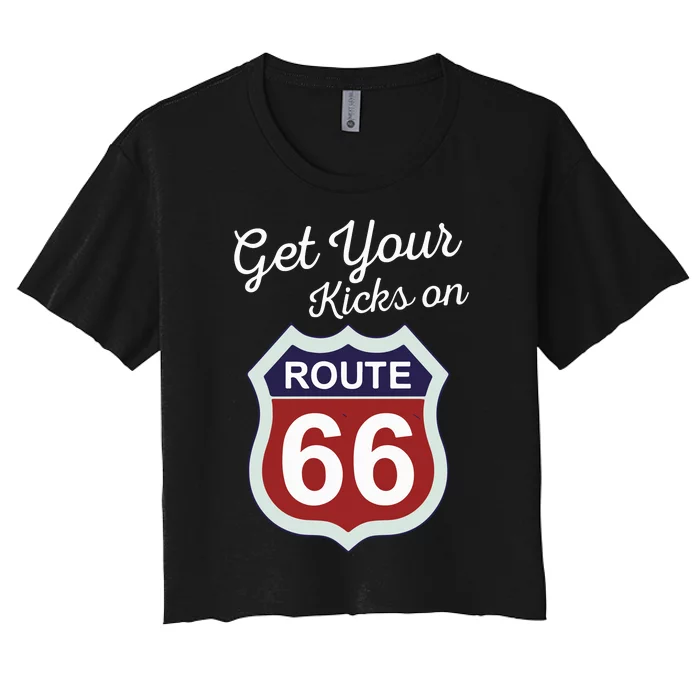 Get Your Kicks Route 66 Distressed 60S Women's Crop Top Tee