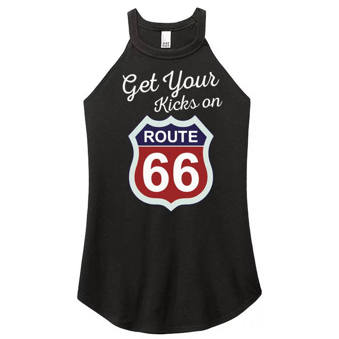 Get Your Kicks Route 66 Distressed 60S Women’s Perfect Tri Rocker Tank