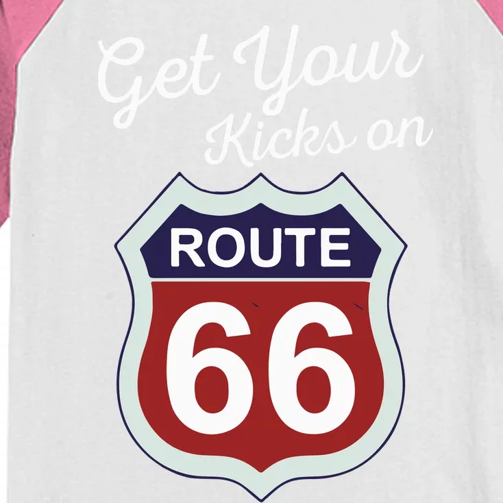 Get Your Kicks Route 66 Distressed 60S Kids Colorblock Raglan Jersey