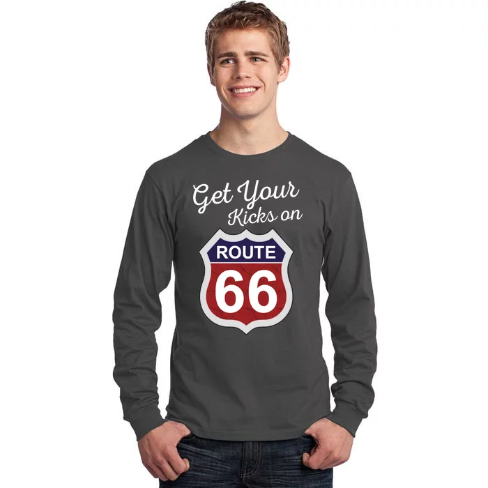 Get Your Kicks Route 66 Distressed 60's Tall Long Sleeve T-Shirt