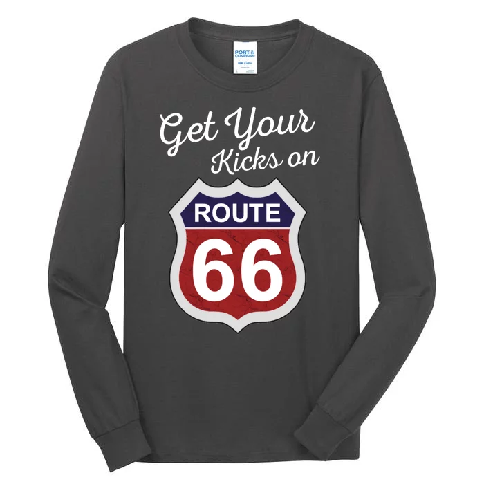 Get Your Kicks Route 66 Distressed 60's Tall Long Sleeve T-Shirt