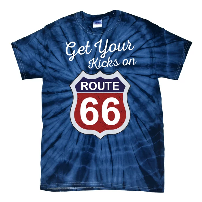 Get Your Kicks Route 66 Distressed 60's Tie-Dye T-Shirt