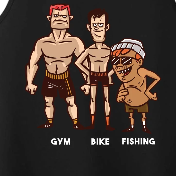 Gym Bike Fishing Funny Performance Tank