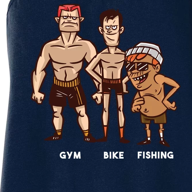 Gym Bike Fishing Funny Women's Racerback Tank