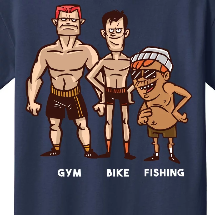 Gym Bike Fishing Funny Kids T-Shirt