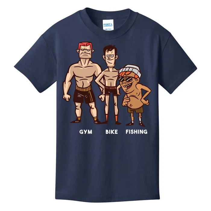 Gym Bike Fishing Funny Kids T-Shirt