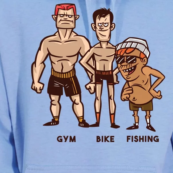 Gym Bike Fishing Funny Unisex Surf Hoodie