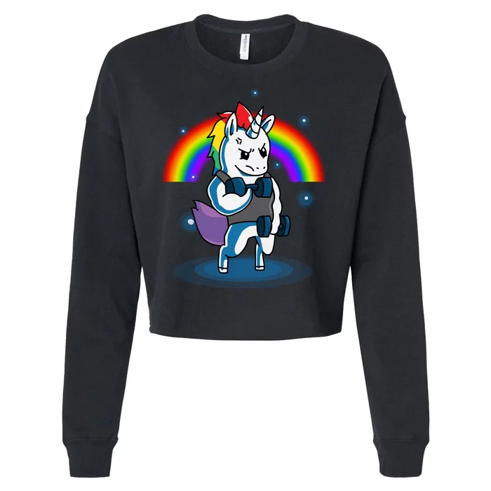 Gym Unicorn Weightlifting Cropped Pullover Crew