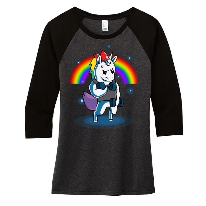 Gym Unicorn Weightlifting Women's Tri-Blend 3/4-Sleeve Raglan Shirt