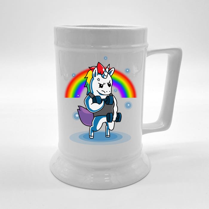 Gym Unicorn Weightlifting Front & Back Beer Stein