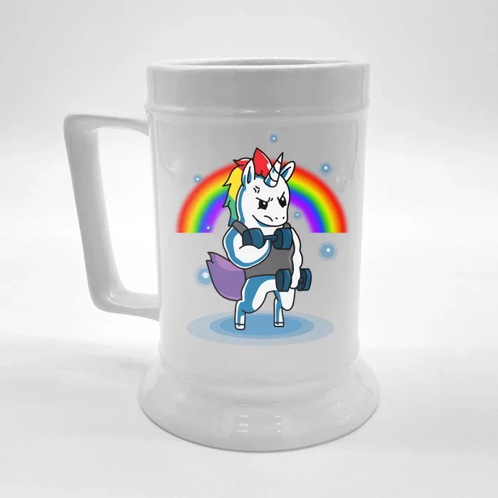 Gym Unicorn Weightlifting Front & Back Beer Stein