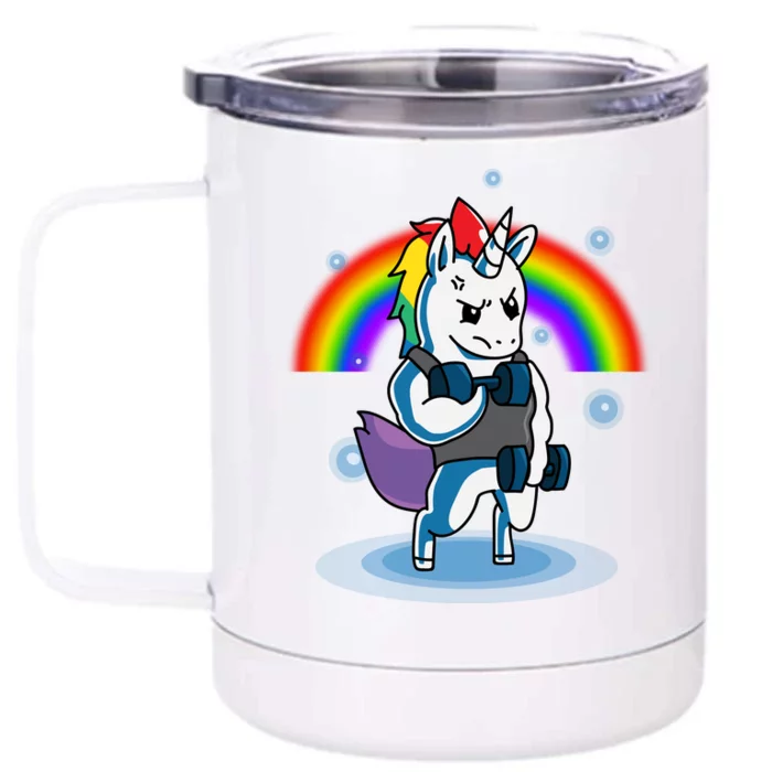 Gym Unicorn Weightlifting Front & Back 12oz Stainless Steel Tumbler Cup