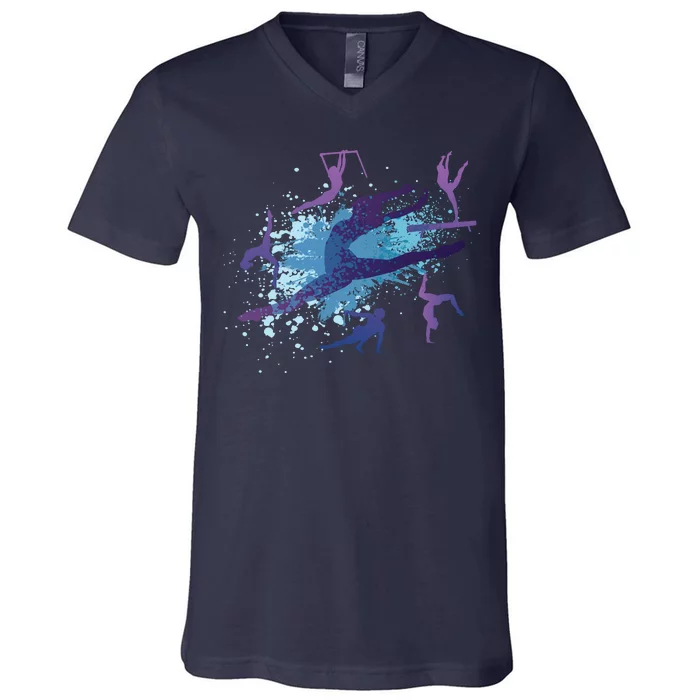 Gymnast Silhouettes V-Neck T-Shirt