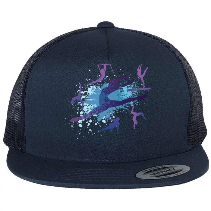 Gymnast Silhouettes Flat Bill Trucker Hat