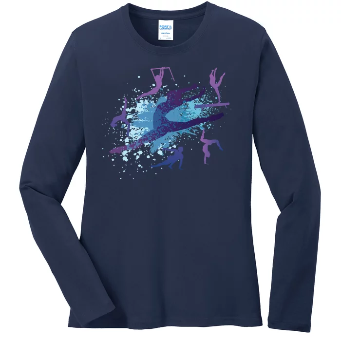 Gymnast Silhouettes Ladies Long Sleeve Shirt