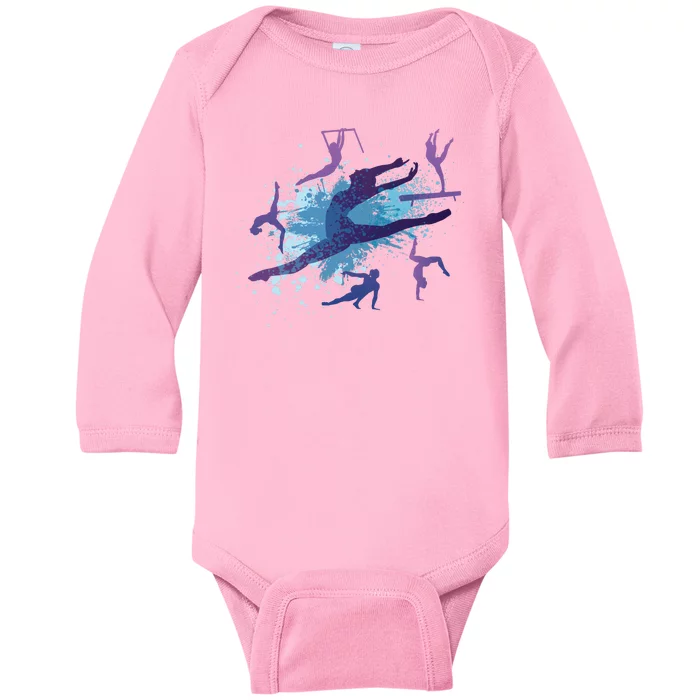 Gymnast Silhouettes Baby Long Sleeve Bodysuit