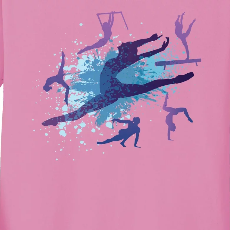 Gymnast Silhouettes Kids Long Sleeve Shirt