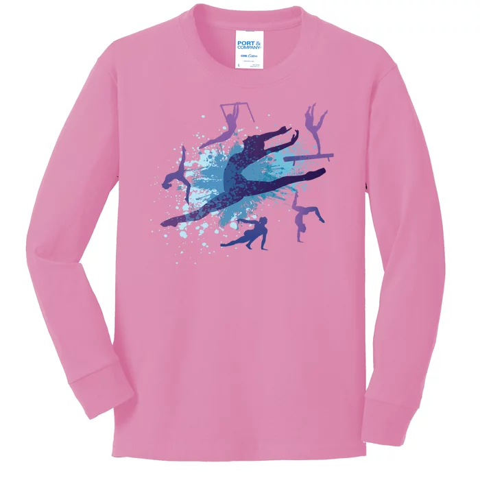 Gymnast Silhouettes Kids Long Sleeve Shirt