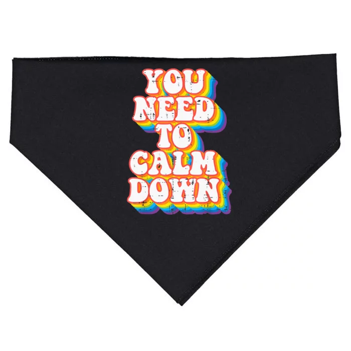 Gay You Need To Calm Down Rainbow Pride Flag Lgbtq USA-Made Doggie Bandana