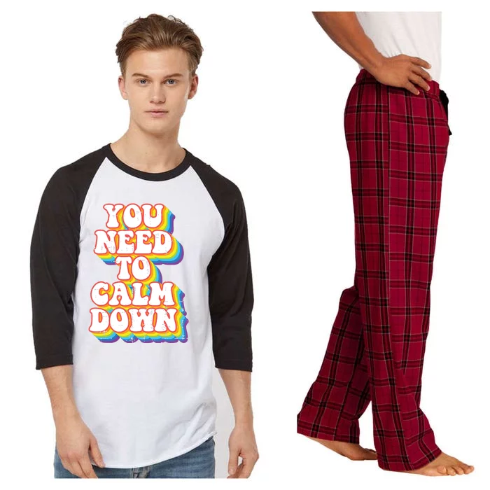 Gay You Need To Calm Down Rainbow Pride Flag Lgbtq Raglan Sleeve Pajama Set