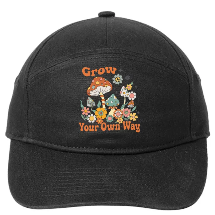 Grow Your Own Way Groovy Mushroom Hippie Flower 7-Panel Snapback Hat