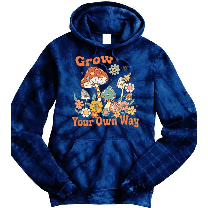 Grow Your Own Way Mushroom Lover Vintage Retro Tie Dye Hoodie