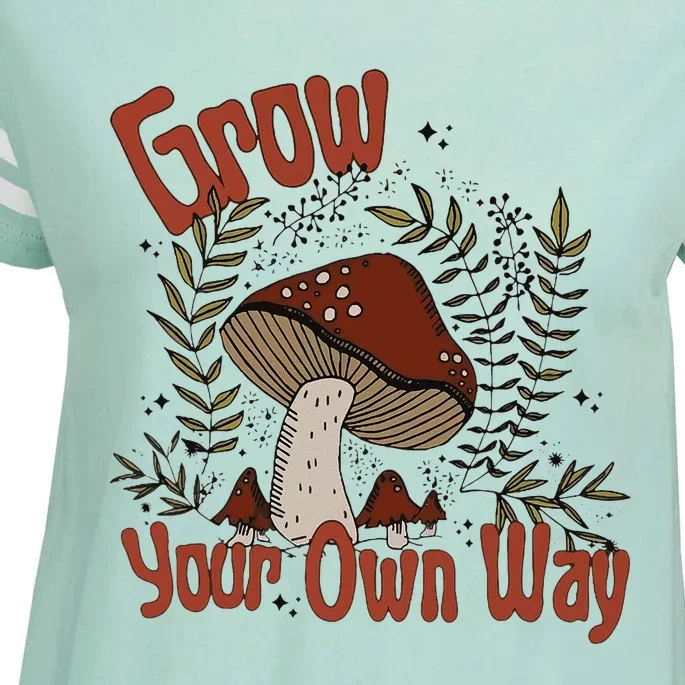 Grow Your Own Way Cute Mushroom Themed Foraging Enza Ladies Jersey Football T-Shirt